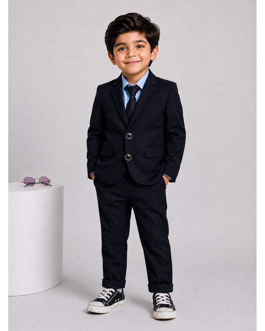 6003 black 3-piece suit with light blue shirt for boys