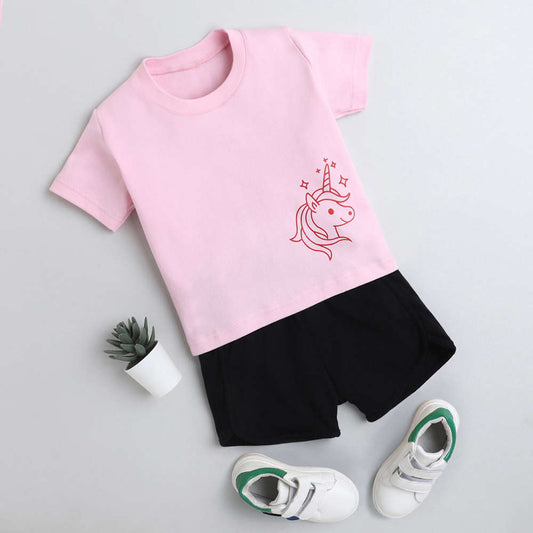 789P Pink Unicorn Short Set
