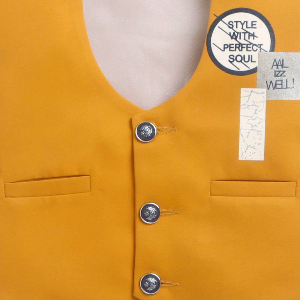 6020 Boys Mustard Full-Sleeve Shirt, Bow, Waistcoat &Pant Formal Set