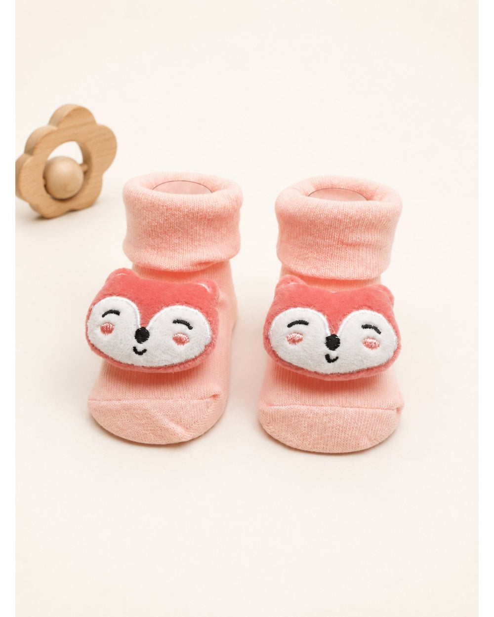 ChiqChaps peach fox face socks for kids