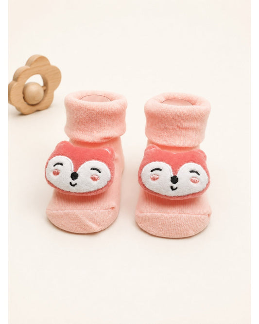 ChiqChaps peach fox face socks for kids