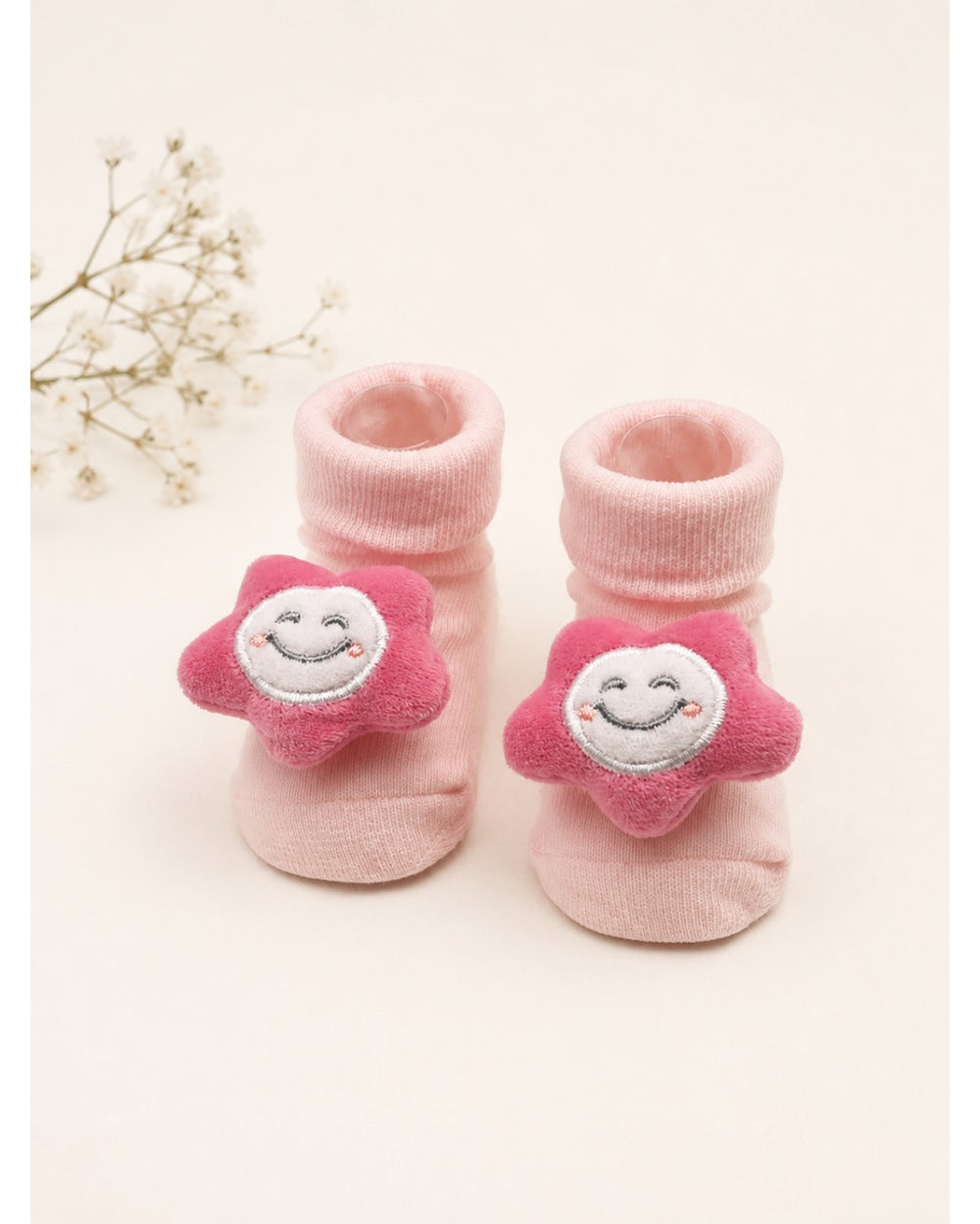 ChiqChaps pink star face socks for kids